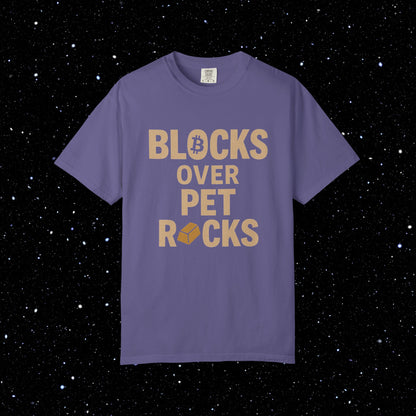 Blocks Over Pet Rocks Bitcoin Tee