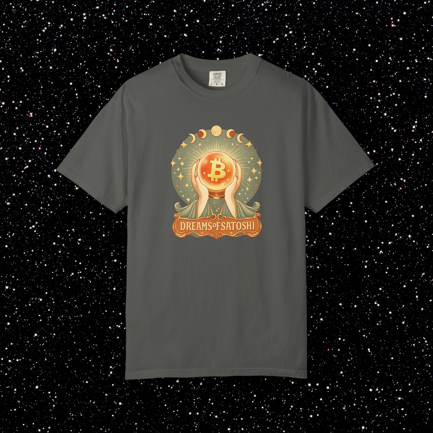 Dreams of Satoshi T-Shirt | Mystical Bitcoin Art Nouveau Boho Crypto Tee