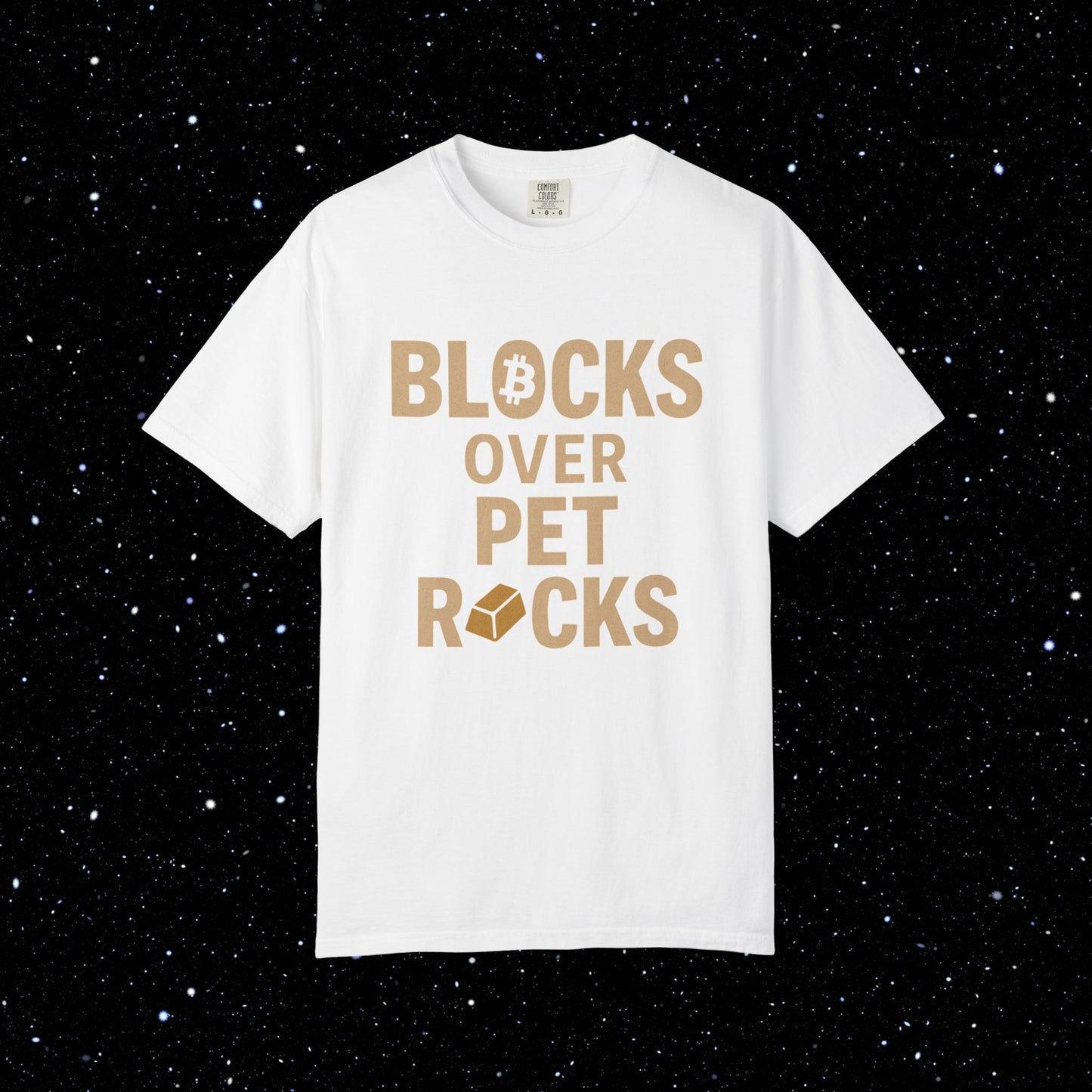 Blocks Over Pet Rocks Bitcoin Tee