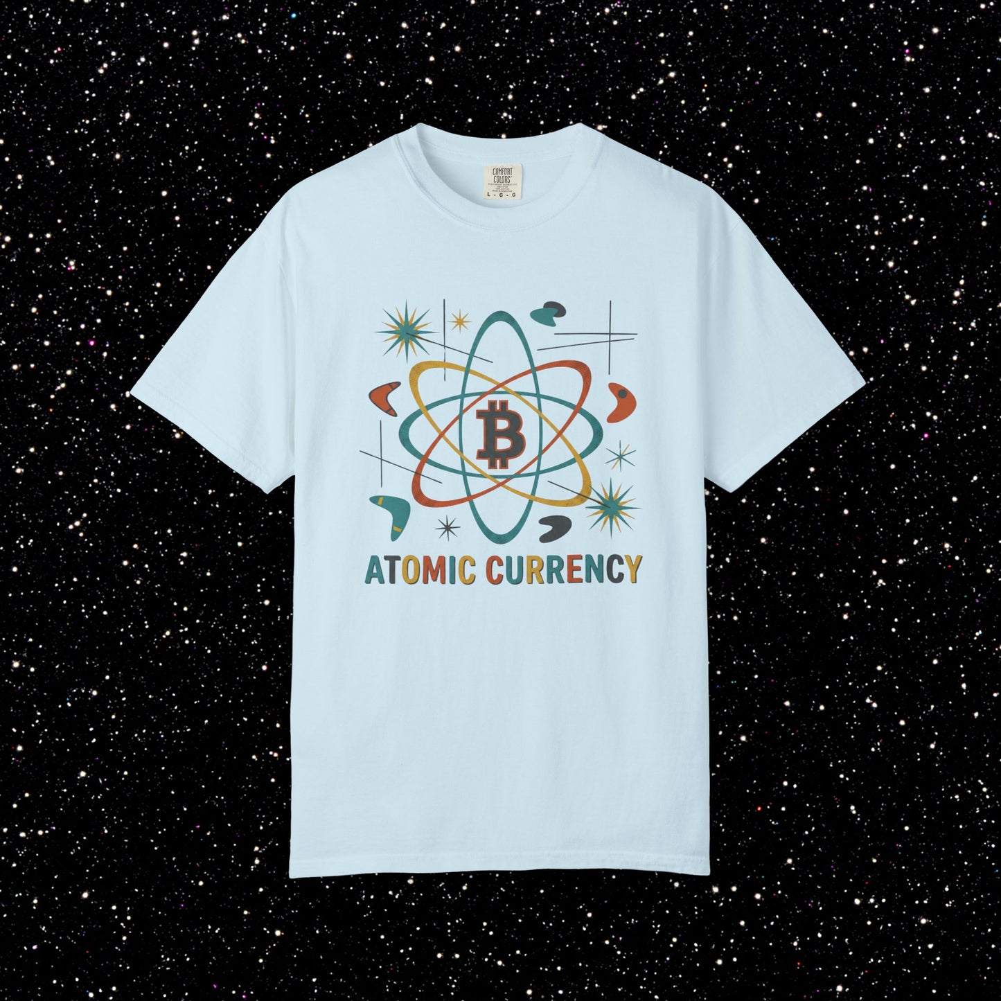 Bitcoin Atomic Currency T-Shirt — Retro Space Crypto Tee