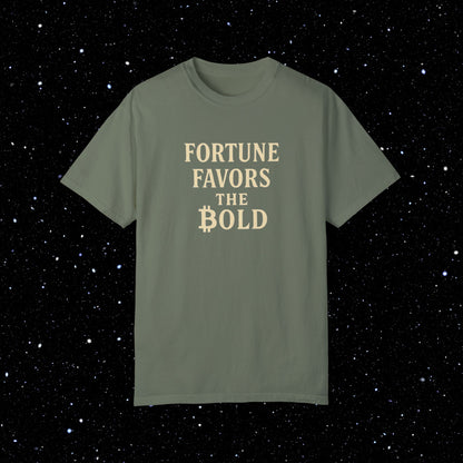Fortune Favors the Bold - Bitcoin Typography Tee Shirt