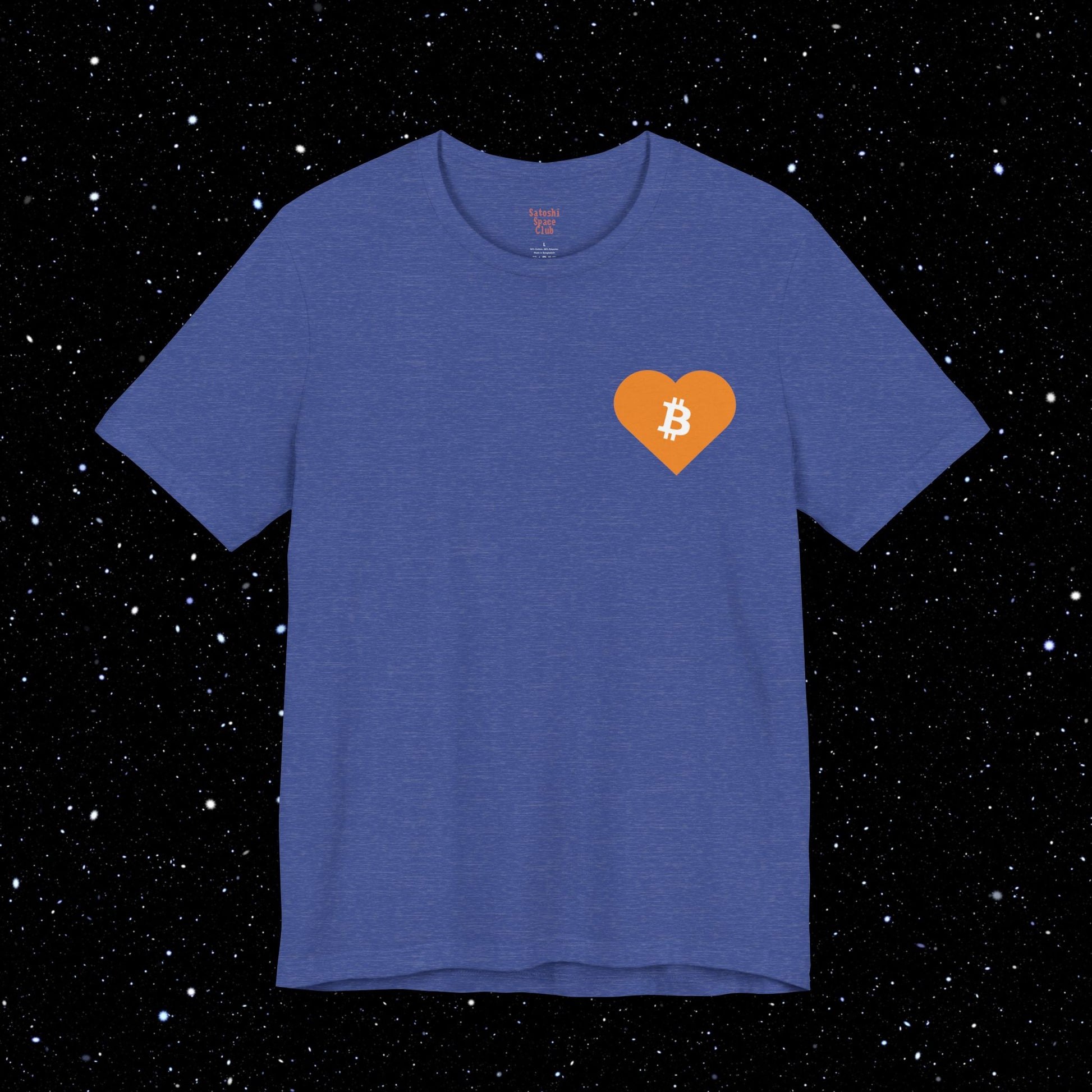 Bitcoin Heart Tee Shirt Heather Blue