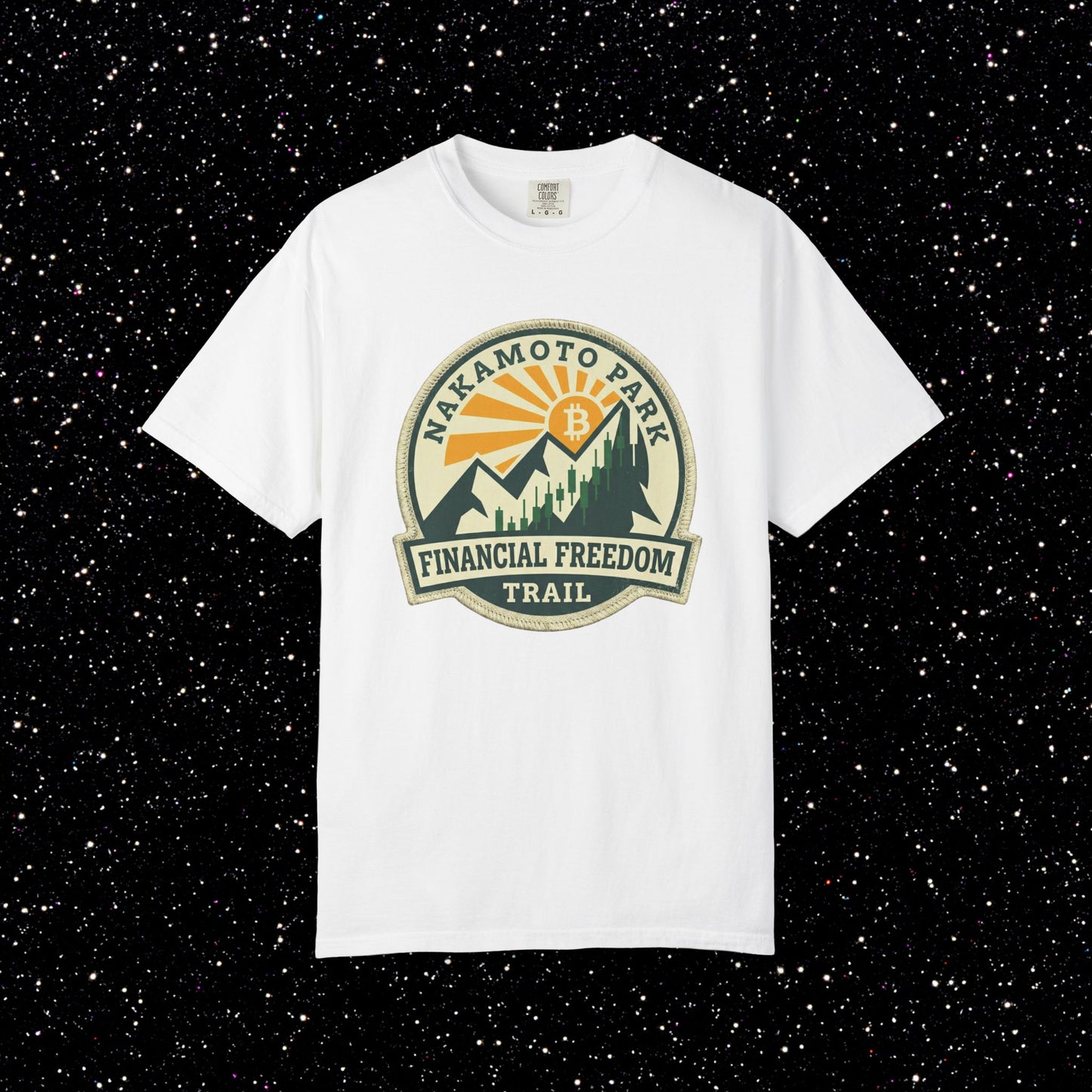 Nakamoto Park Financial Freedom Trail T-Shirt | Bitcoin Outdoor Badge Tee