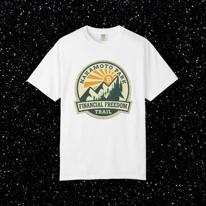Nakamoto Park Financial Freedom Trail T-Shirt | Bitcoin Outdoor Badge Tee