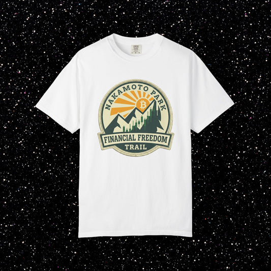 Nakamoto Park Financial Freedom Trail T-Shirt | Bitcoin Outdoor Badge Tee