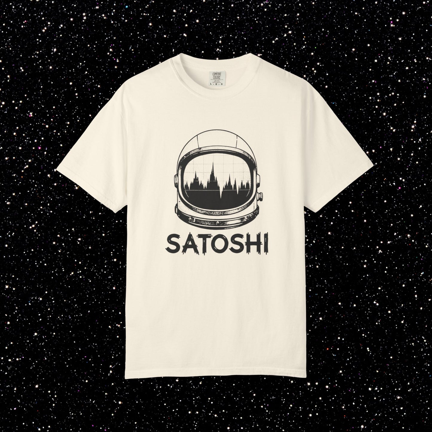 Satoshi Astronaut T-Shirt | Bitcoin Space Helmet Graphic Tee