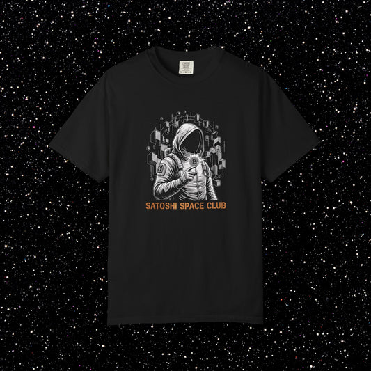 Satoshi Space Club Astronaut T-Shirt | Bitcoin Explorer Graphic Tee