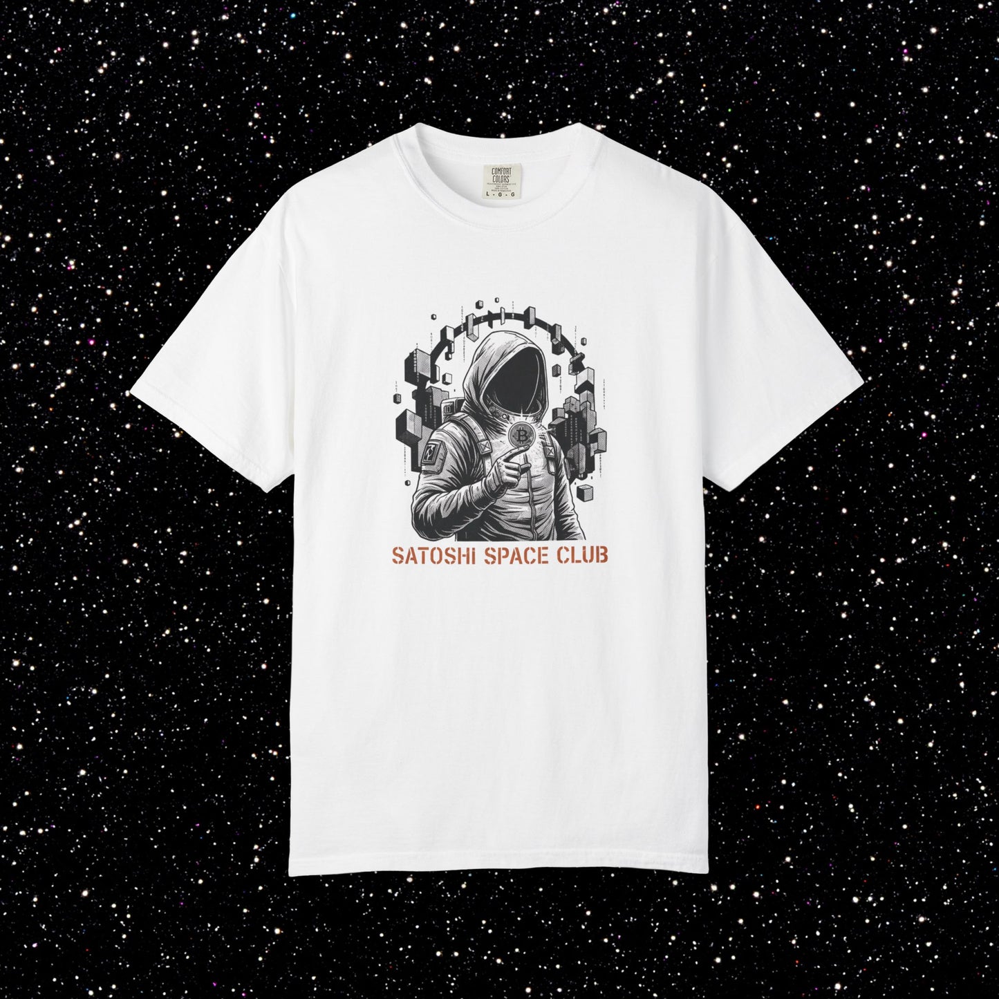 Satoshi Space Club Astronaut T-Shirt | Bitcoin Explorer Graphic Tee