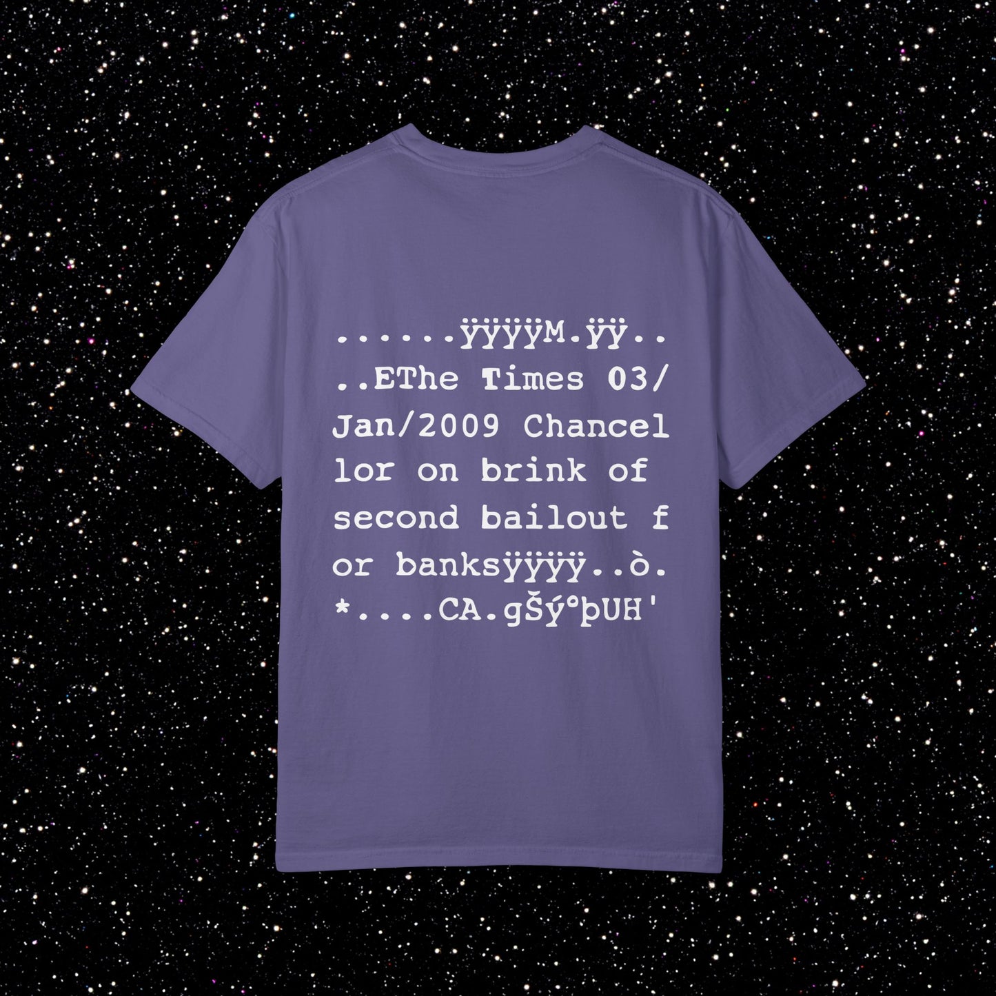 Genesis Block Glitch Backprint Bitcoin Tee