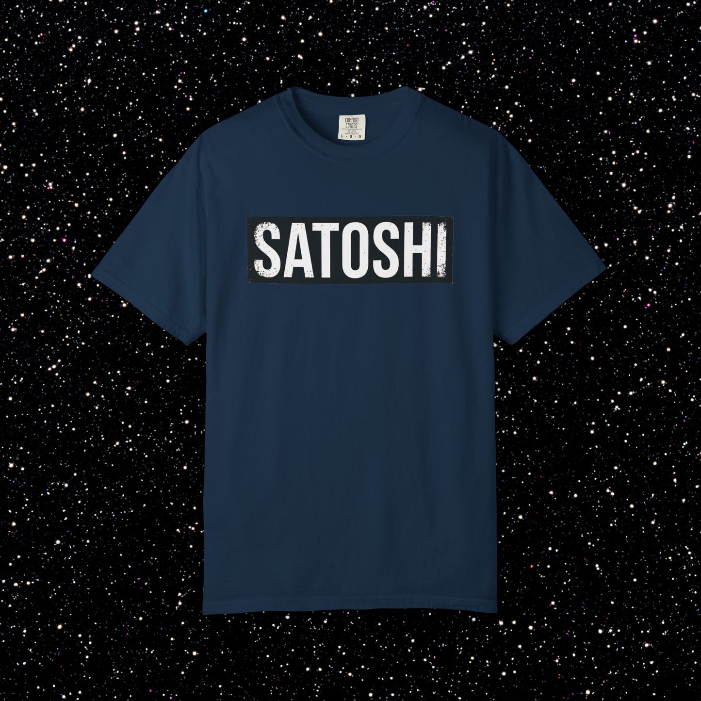 Satoshi Minimalist T-Shirt | Bitcoin Nameplate Black Tee