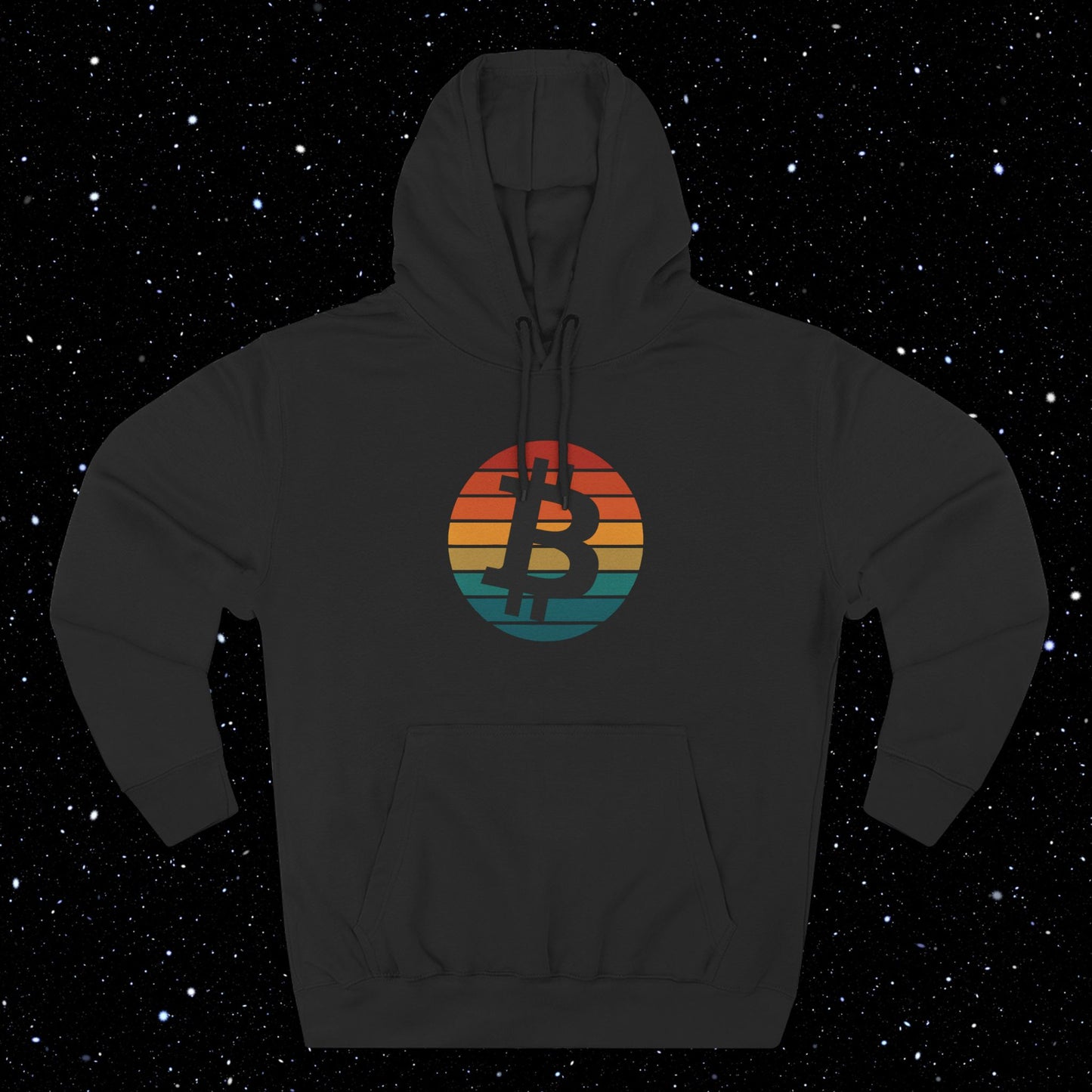 Bitcoin Retro Sunset Fleece Hoodie