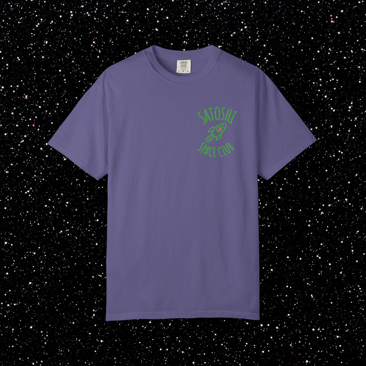 Satoshi Space Club Rocket Line Art Backprint Tee