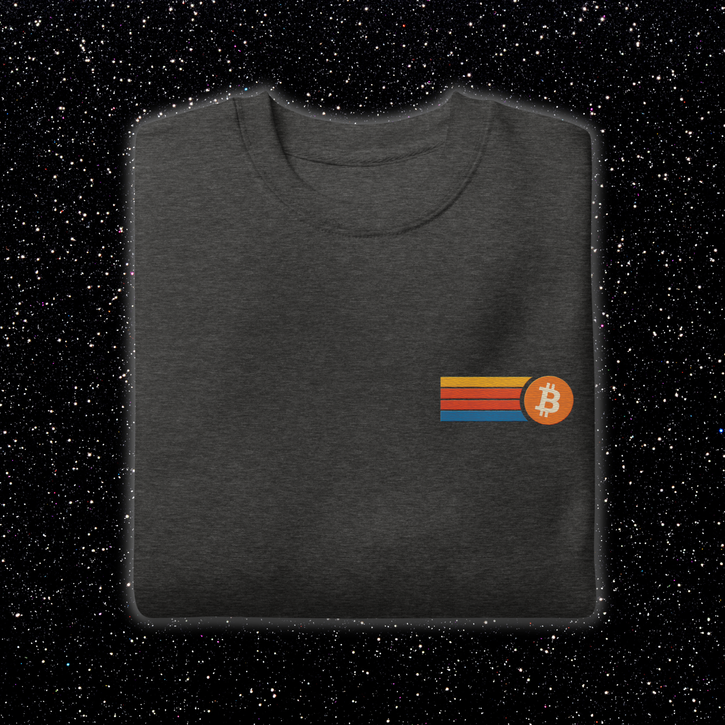 Retro Stripe Bitcoin Premium Embroidered Crew