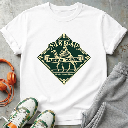Silk Road Merchant Exchange T-Shirt | Bitcoin Accepted Here | Heritage Trade Design