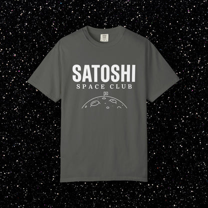 Satoshi Space Club T-Shirt | Bitcoin Moon Flag Minimalist Tee