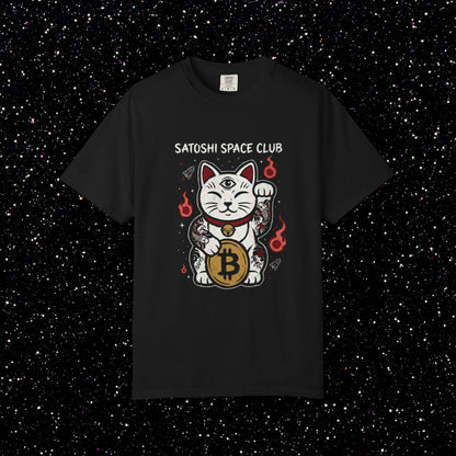 Bitcoin Lucky Cat T-Shirt | Satoshi Space Club Maneki Neko Tee