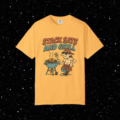 Stack sats and grill bitcoin tee