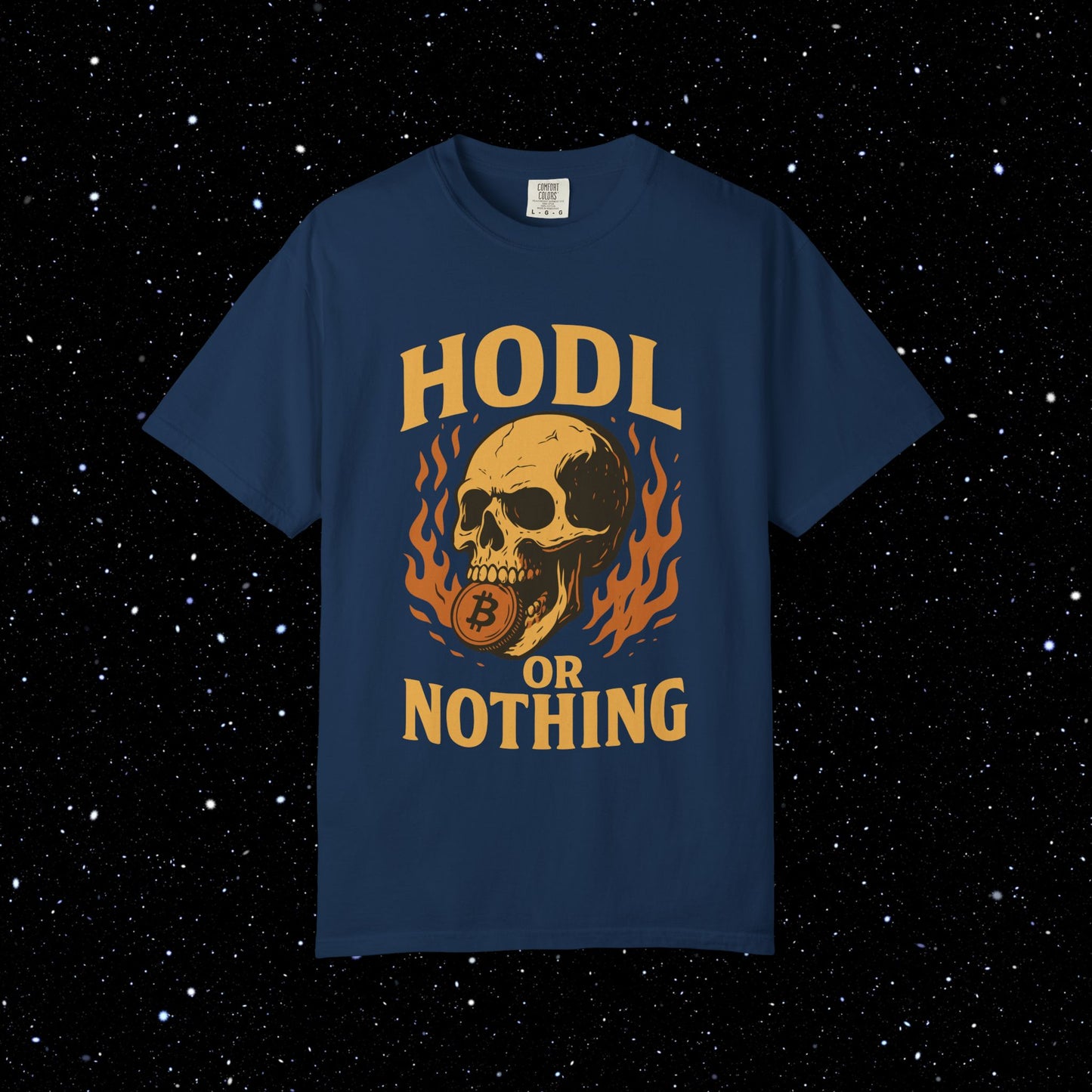 HODL or Nothing Flaming Skull Bitcoin Tee