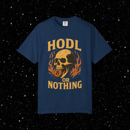 HODL or Nothing Flaming Skull Bitcoin Tee