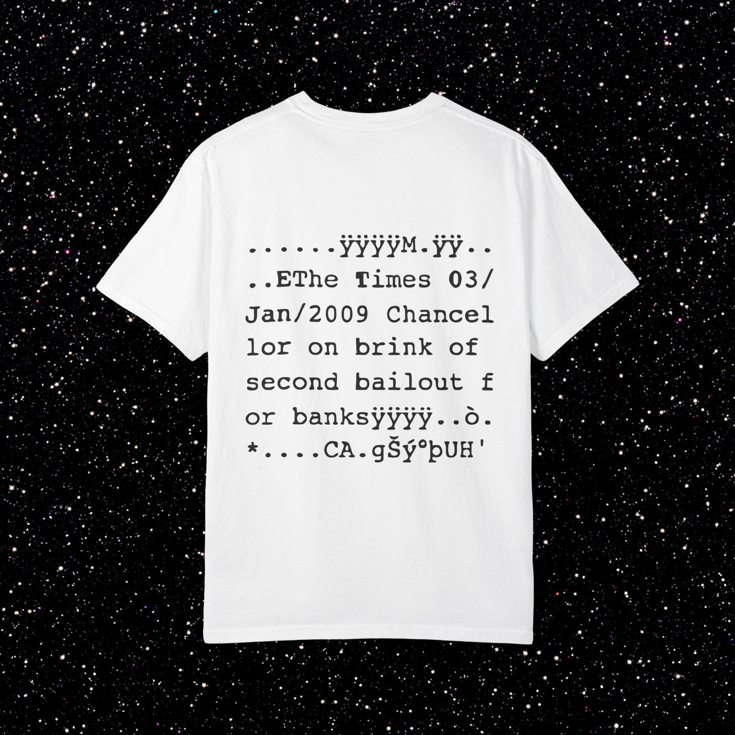 Genesis Block Glitch Backprint Bitcoin Tee