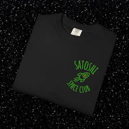 Satoshi Space Club Rocket Line Art Backprint Tee