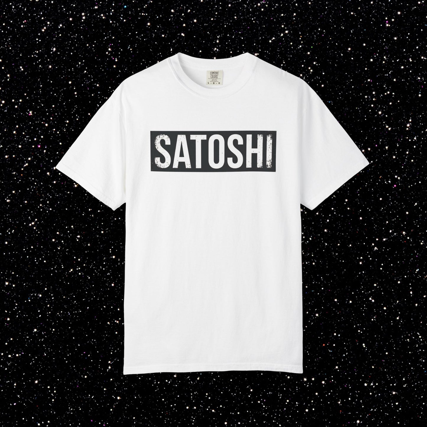 Satoshi Minimalist T-Shirt | Bitcoin Nameplate Black Tee