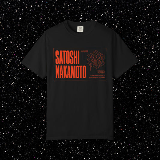 Satoshi Nakamoto T-Shirt | Bitcoin Genesis Block Tribute Tee