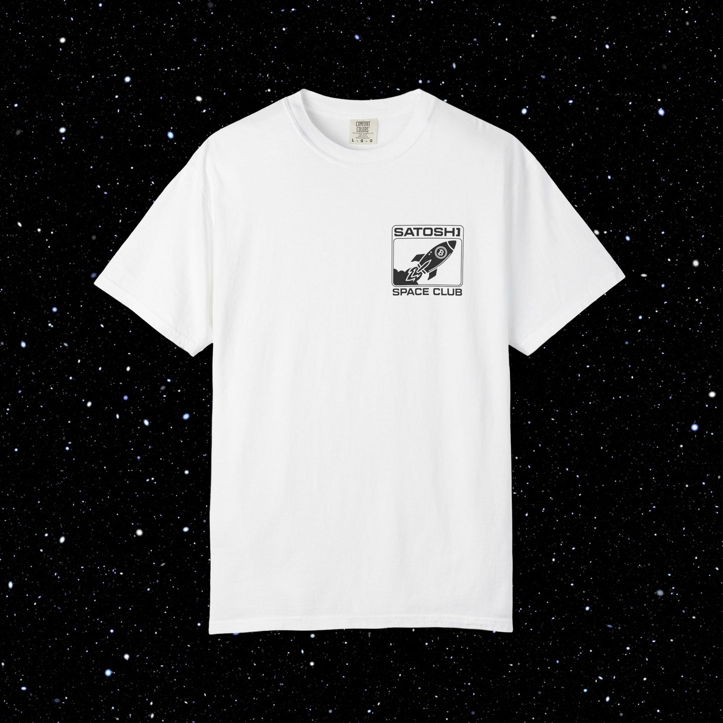 Satoshi Space Club Logo Back Print Bitcoin Tee Shirt