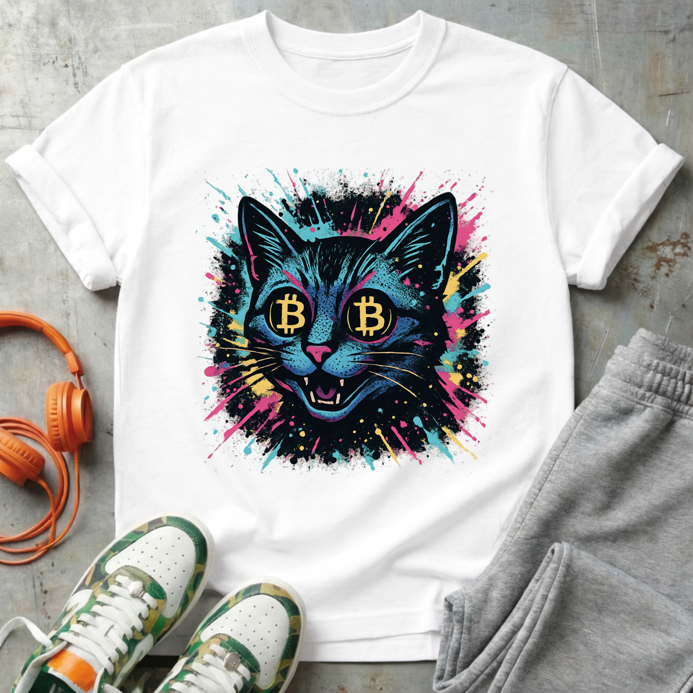 Catoshi Splatter Bitcoin Tee