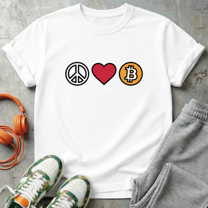 Peace, Love & Bitcoin Tee Shirt