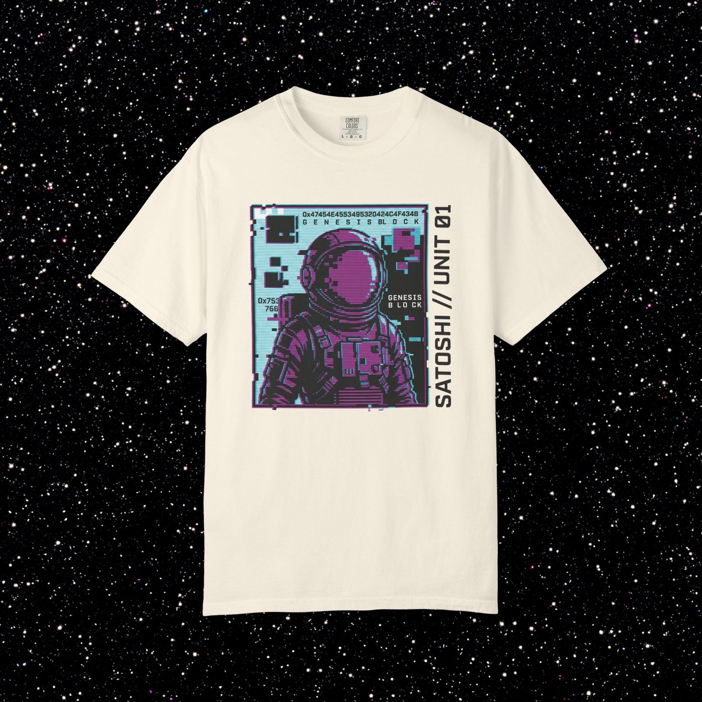 Genesis Block Astronaut T-Shirt | Satoshi Unit 01 Bitcoin Tee