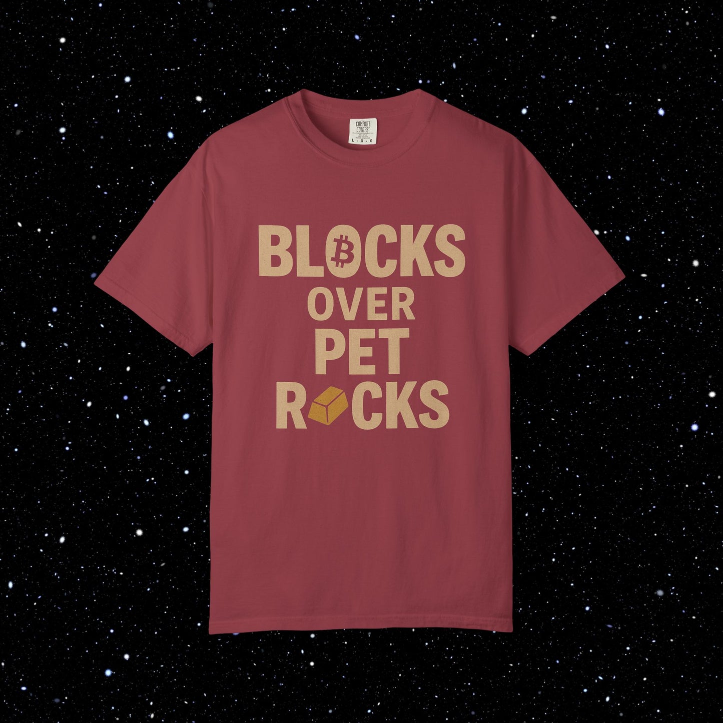 Blocks Over Pet Rocks Bitcoin Tee