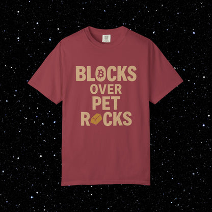Blocks Over Pet Rocks Bitcoin Tee