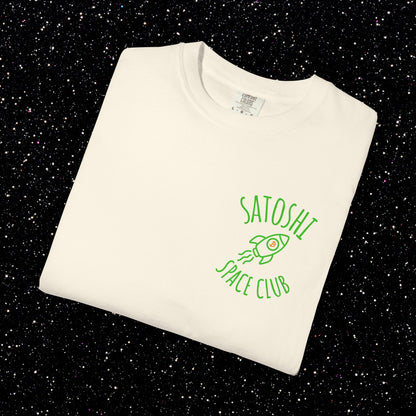 Satoshi Space Club Rocket Line Art Backprint Tee