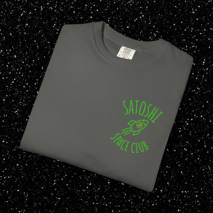Satoshi Space Club Rocket Line Art Backprint Tee