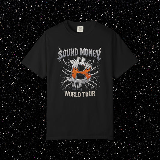 Sound Money World Tour T-Shirt | Vintage Bitcoin Heavy Metal Tee