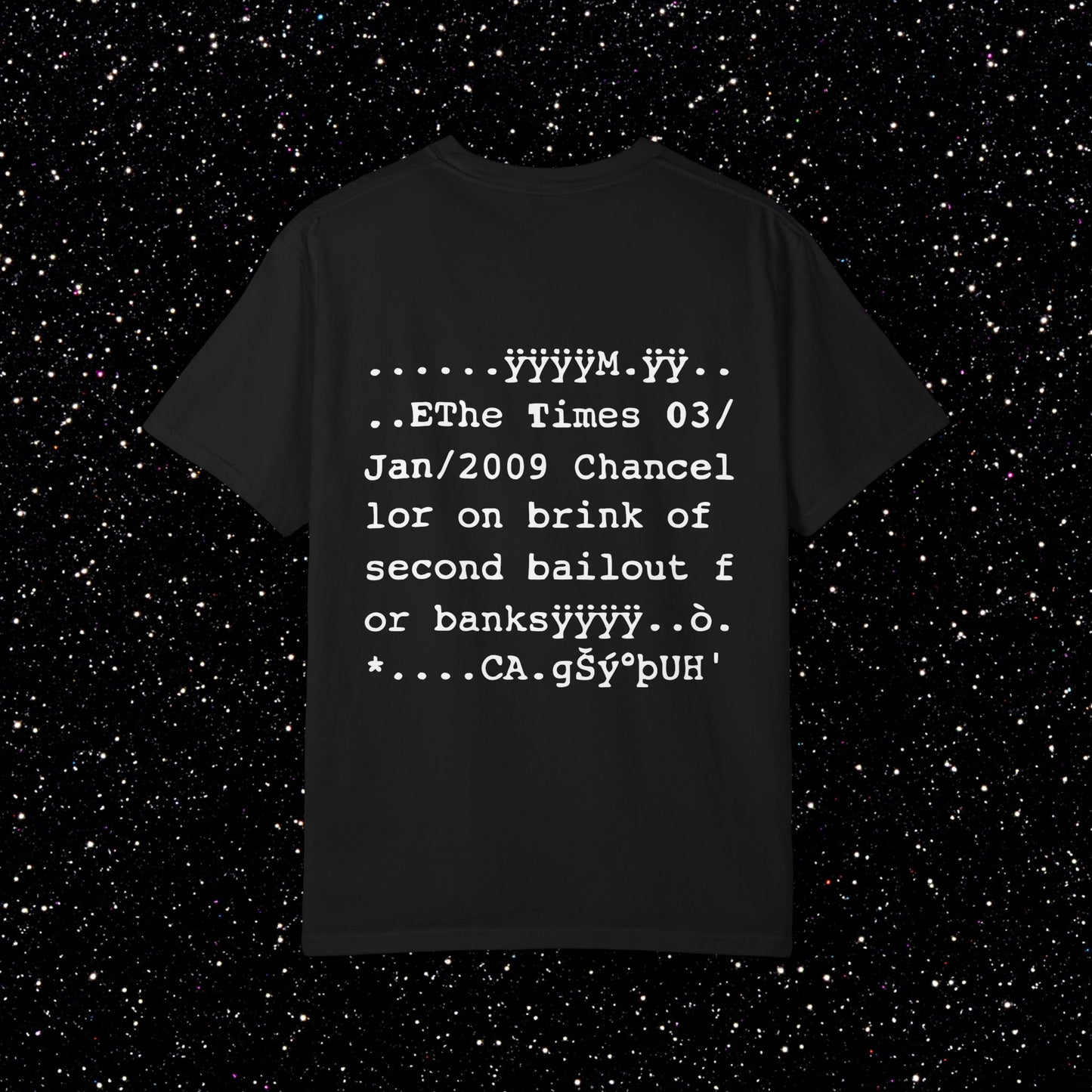 Genesis Block Glitch Backprint Bitcoin Tee