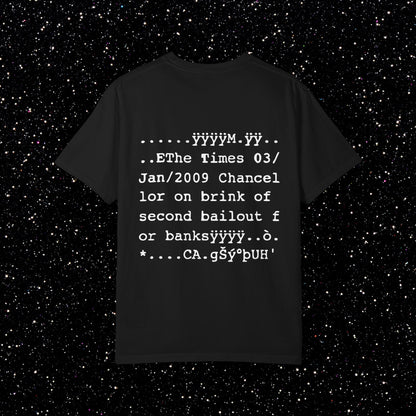 Genesis Block Glitch Backprint Bitcoin Tee