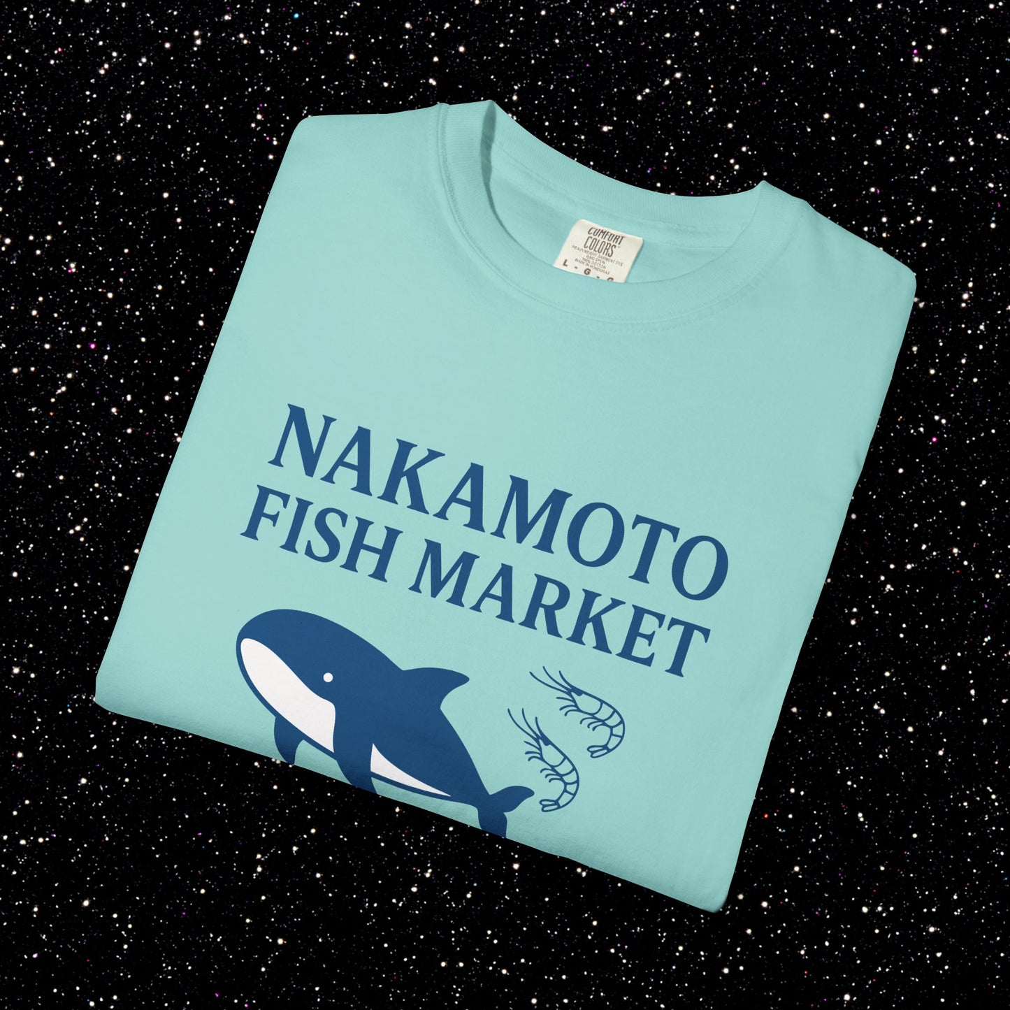 Nakamoto Fish Market T-Shirt – Onchain District Whale Tee (サトシ)