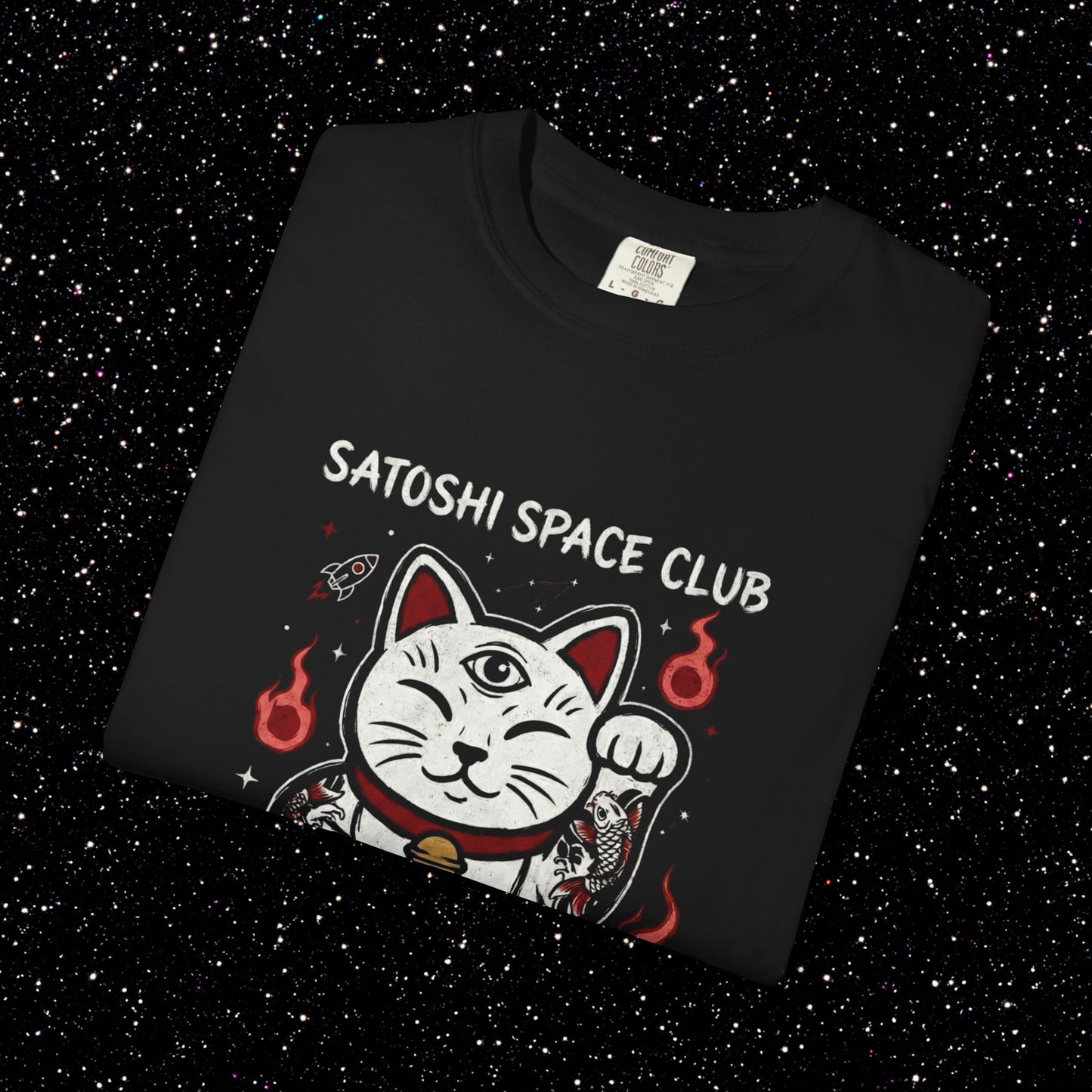 Bitcoin Lucky Cat T-Shirt | Satoshi Space Club Maneki Neko Tee