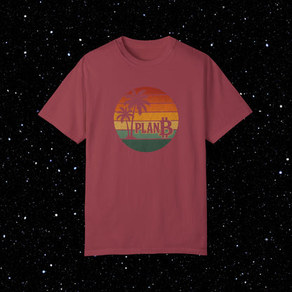 Plan ₿ - Retro Sunset and Palm Trees Comfort Colors Tee Shirt