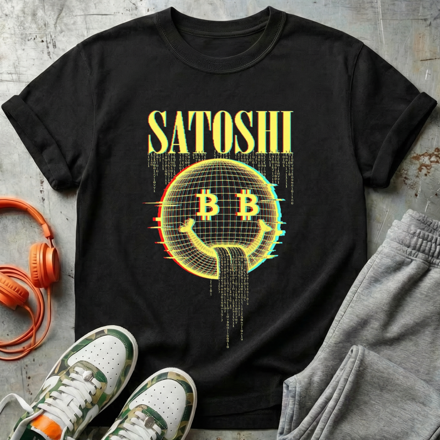 Satoshi Glitch Smiley Tee