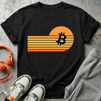 Bitcoin Retro Sunset Tee Shirt