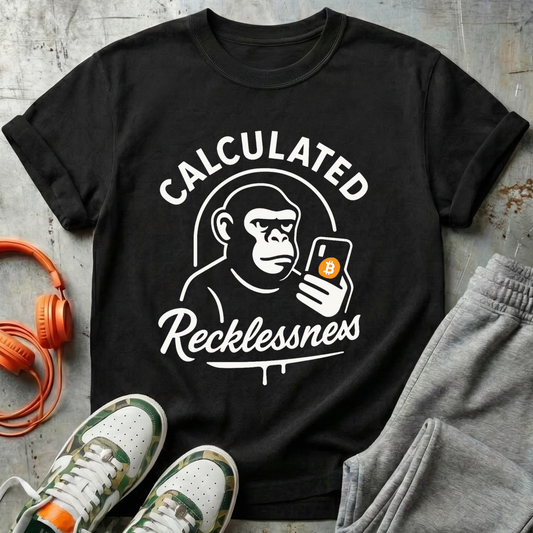 Calculated Recklessness Ape Bitcoin Tee 🦍⚡