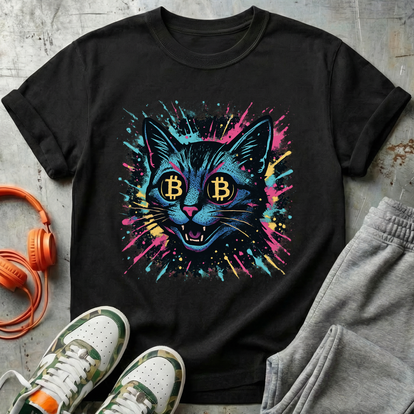 Catoshi Splatter Bitcoin Tee