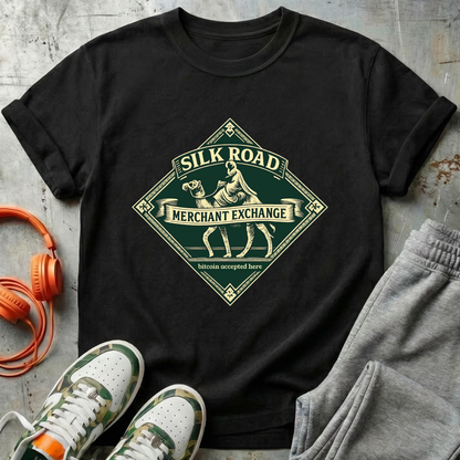 Silk Road Merchant Exchange T-Shirt | Bitcoin Accepted Here | Heritage Trade Design
