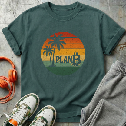 Plan ₿ - Retro Sunset and Palm Trees Comfort Colors Tee Shirt