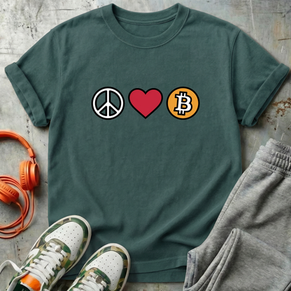Peace, Love & Bitcoin Tee Shirt