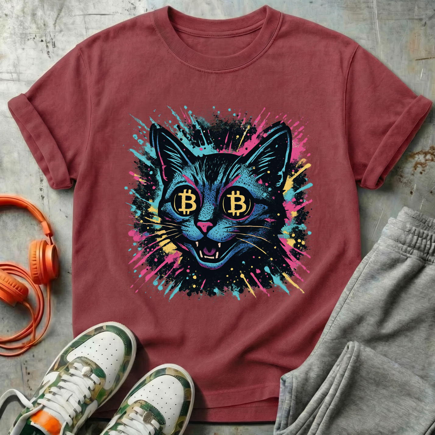 Catoshi Splatter Bitcoin Tee