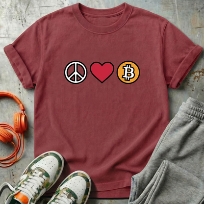 Peace, Love & Bitcoin Tee Shirt